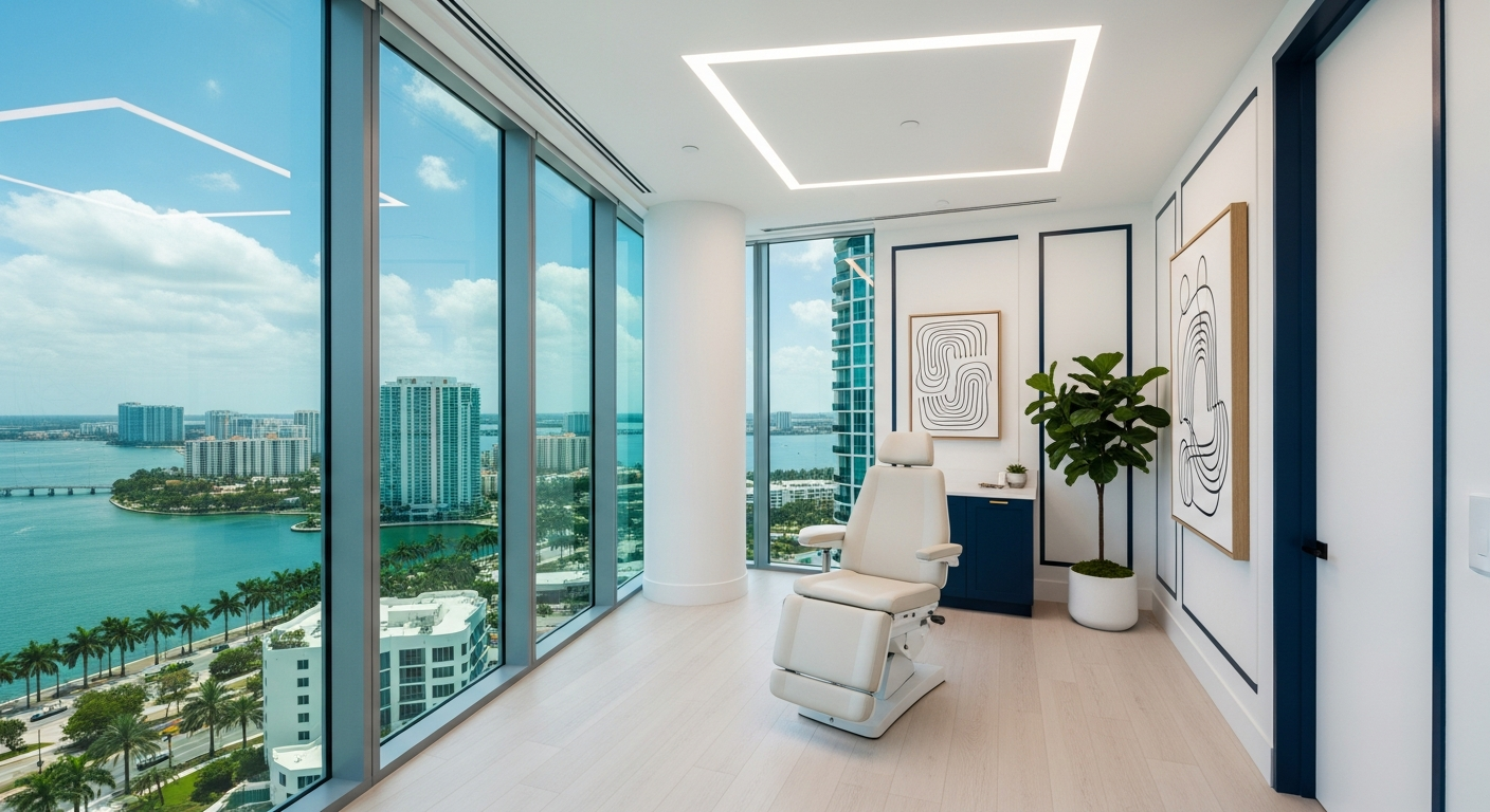 TRT Miami hormone therapy clinic interior in Brickell with modern medical equipment and professional treatment rooms